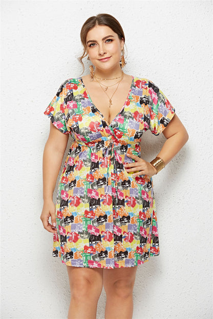 Chic Deep V-Neck Printed Dress