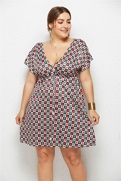 Chic Deep V-Neck Printed Dress