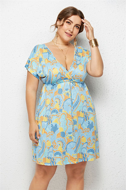 Chic Deep V-Neck Printed Dress
