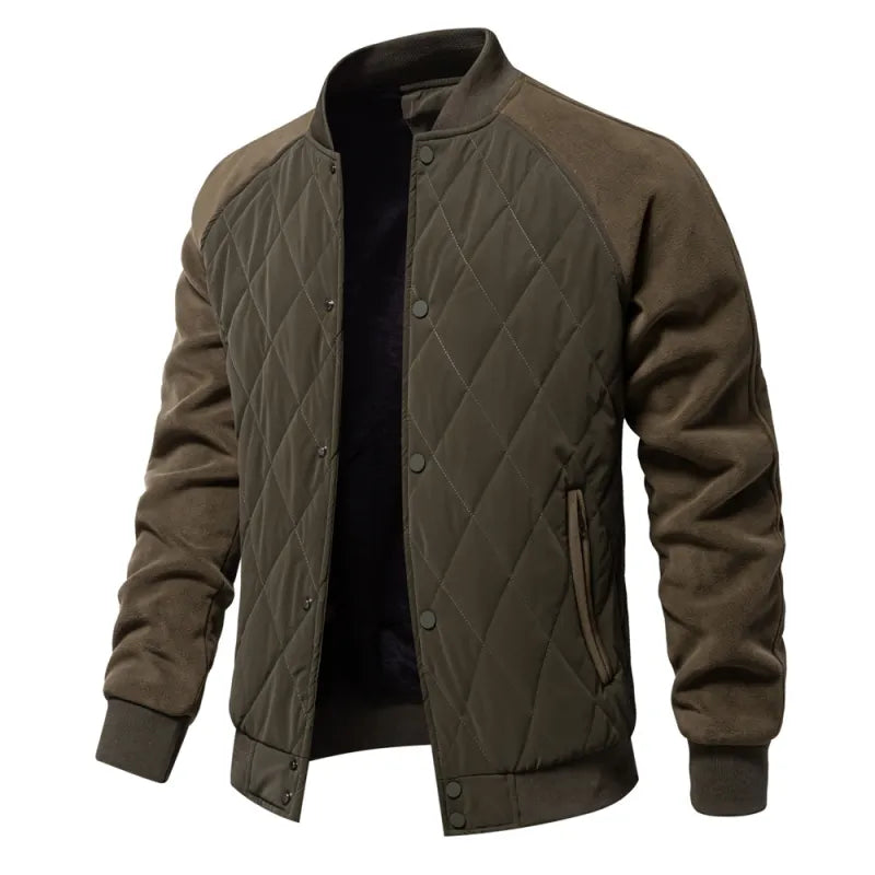 Men's Fleece-Lined Patchwork Bomber Jacket