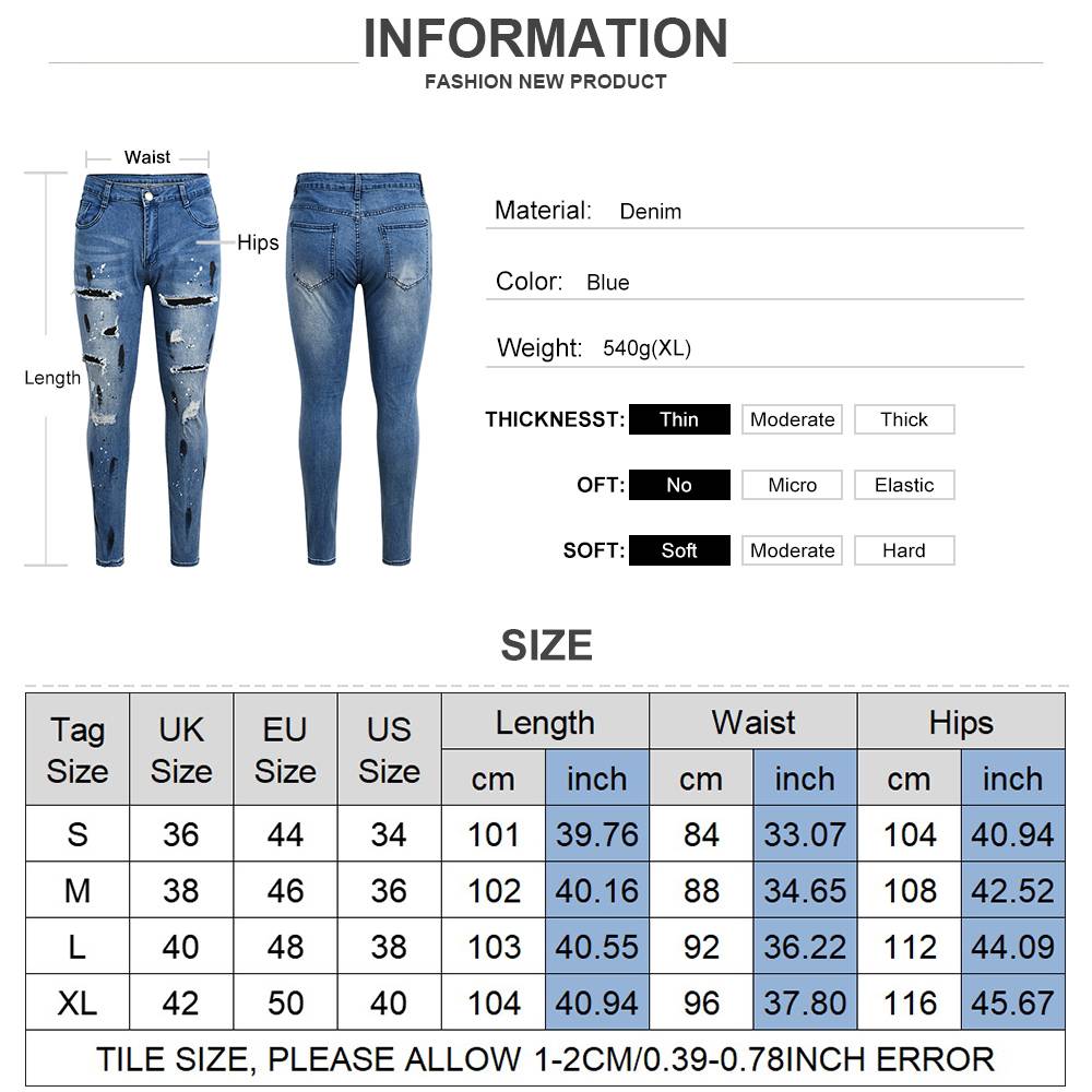 Slim Ripped Stitching Skinny Jeans for Men