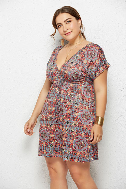 Chic Deep V-Neck Printed Dress