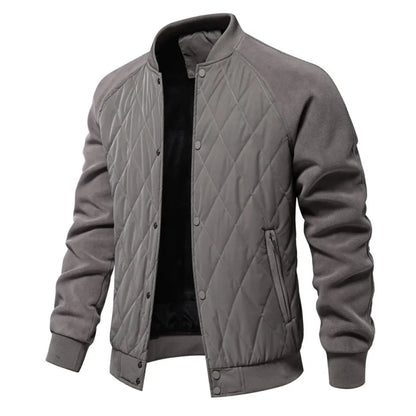 Men's Fleece-Lined Patchwork Bomber Jacket