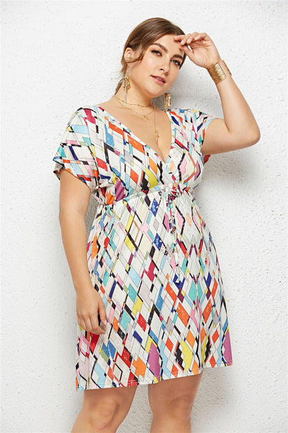 Chic Deep V-Neck Printed Dress