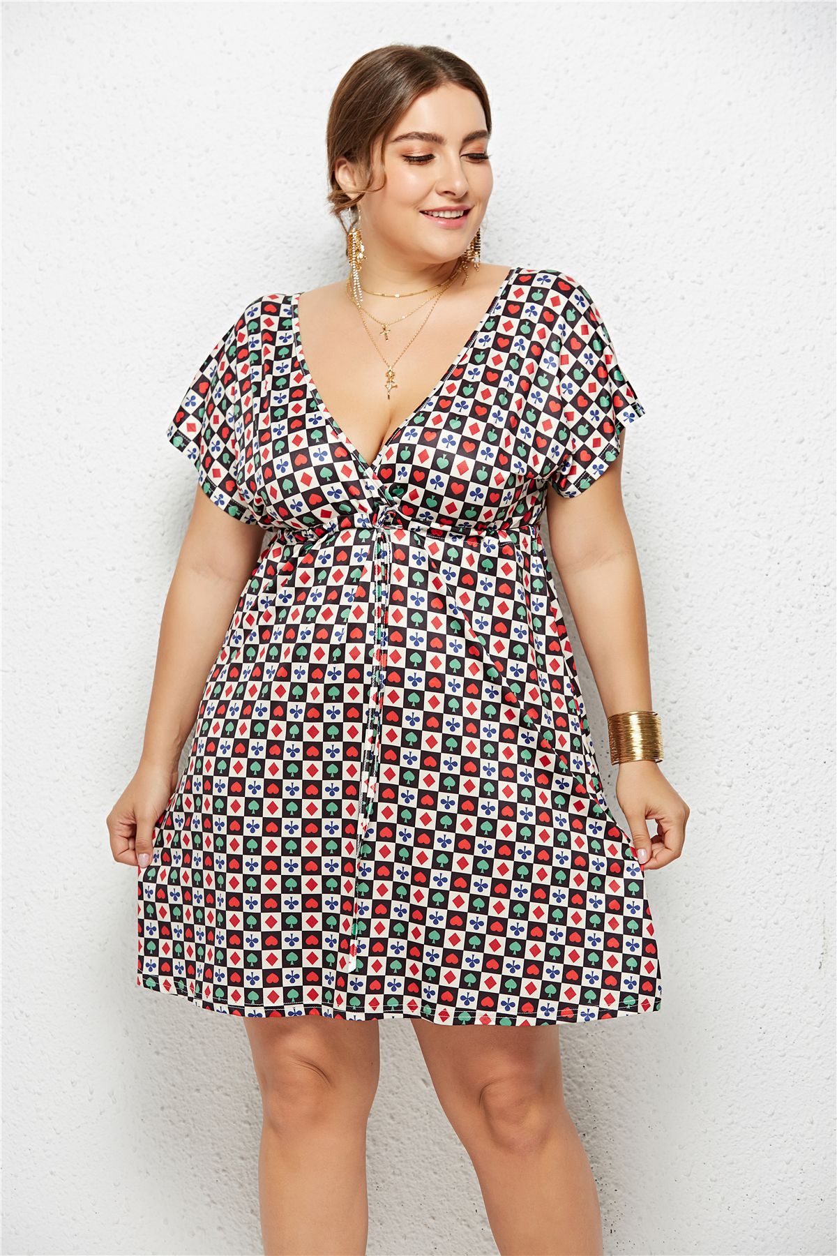 Chic Deep V-Neck Printed Dress